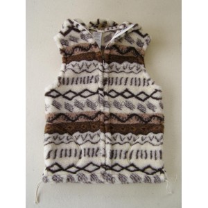 Vesta z ovčieho runa Merino s kapucňou Vlnka