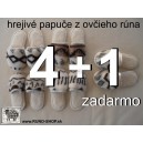 Papuče z ovčieho rúna 4 + 1 ZADARMO vlnka