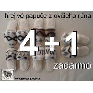 Papuče z ovčieho r&uacute;na 4 + 1 ZADARMO vlnka