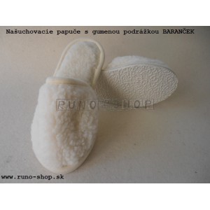 Ovčie r&uacute;no papuče 100% merino Baranček pr&iacute;rodn&yacute; 
