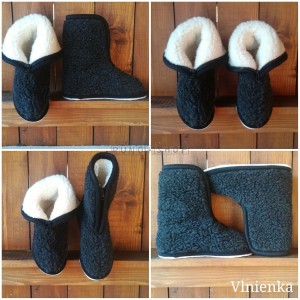 Papuče vlnen&eacute; KAPCE antracit so zipsom