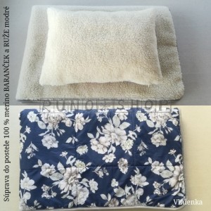 VLNEN&Aacute; S&Uacute;PRAVA zo 100 % OVČIEHO R&Uacute;NA BARANČEK a 100% BAVLNY RUŽE modr&eacute; 