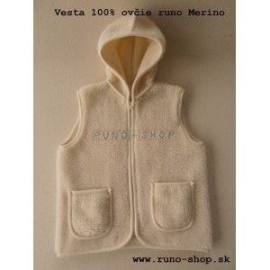 Ovčie runo Vesta VLNIENKA s kapucňou